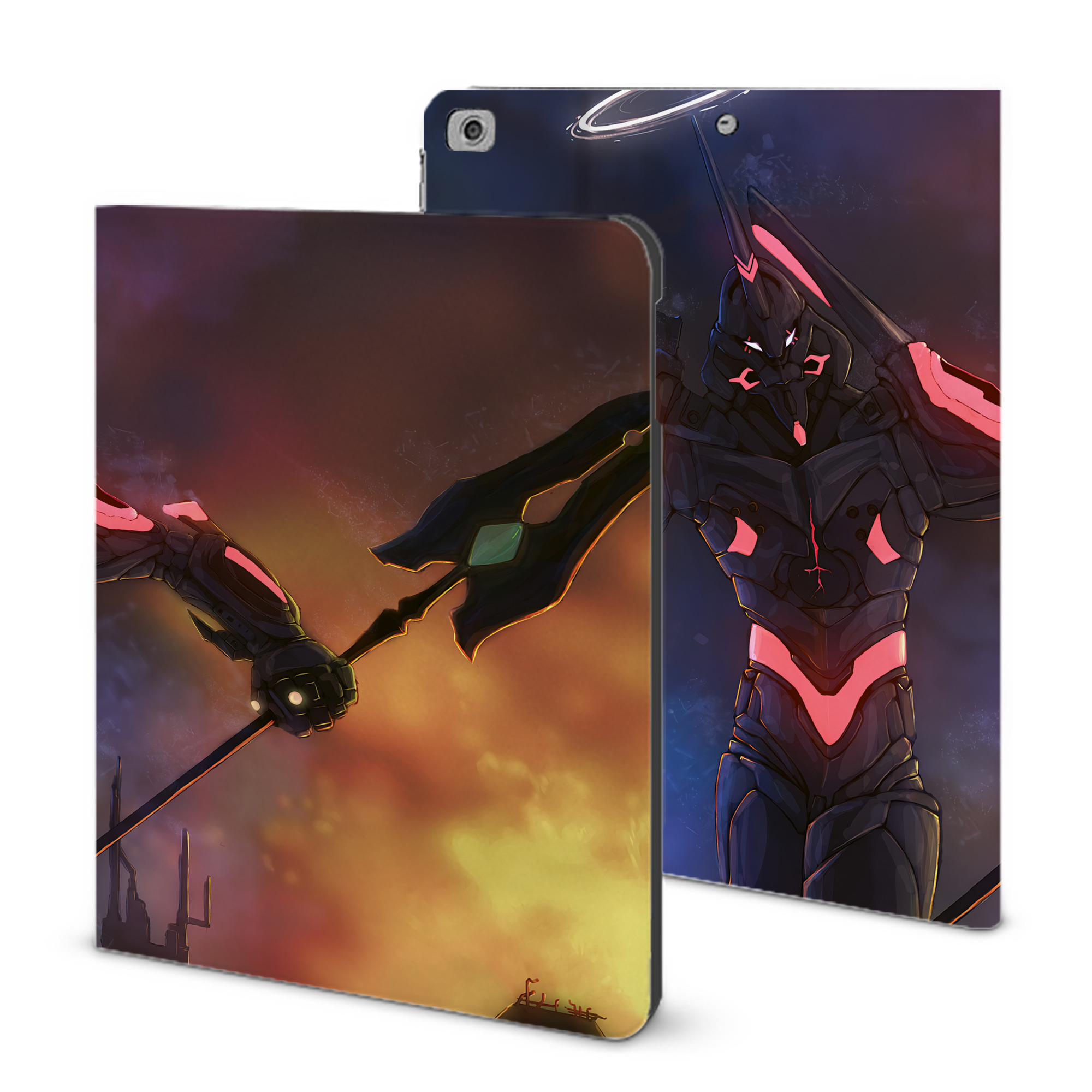 （画像用） EVA 新世紀エヴァンゲリオン IPad ケース ブック型 PUレザー TPU 耐衝撃 軽量 薄型 ペン収納なし 全面保護 IPad 各モデル対応